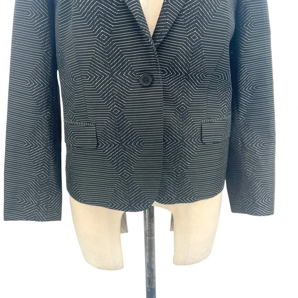 Dries Van Noten Black Geometric Print Woven Blazer Jacket Size 38 US 6 - Picture 4 of 12